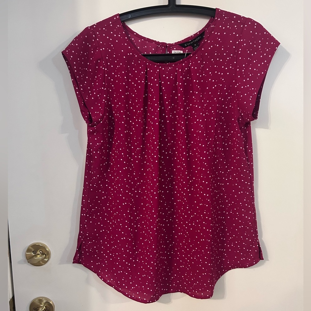 41 Hawthorn Women’s Pink Blouse with White Dots size M